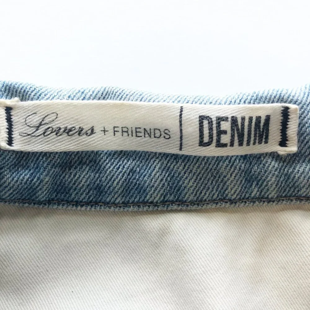LOVERS + FRIENDS James Distressed Denim Jacket Womens Medium Ripped Casual